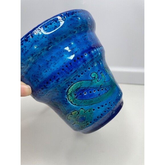 Vtg Bitossi Rimini Blue Planter Cachepot Paisley Rosenthal Netter Aldo Londi - Picture 2 of 10
